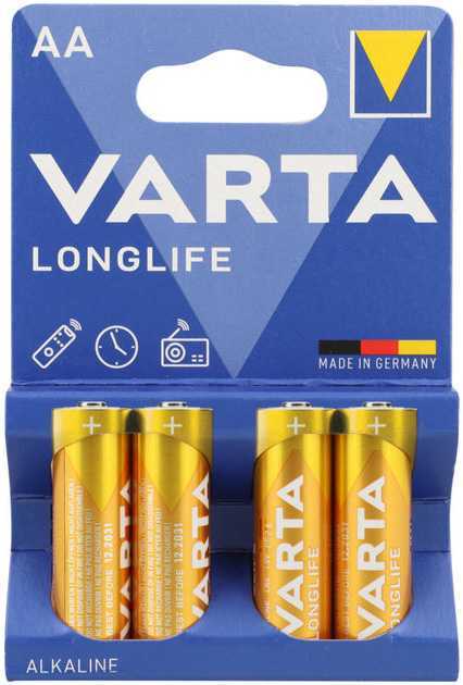 Батарейка Varta LONGLIFE LR6 AA BL4 Alkaline 1.5V (4106) (4/80/400) Элементы питания (батарейки) фото, изображение