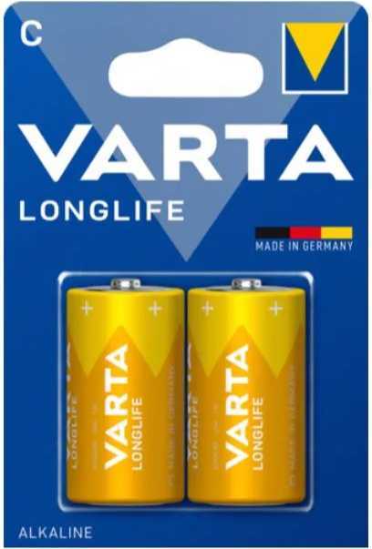Батарейка Varta LONGLIFE LR14 C BL2 Alkaline 1.5V (4114) (2/20/200) Элементы питания (батарейки) фото, изображение