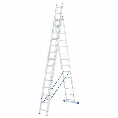 Лестница, 3 х 14 ступеней, алюминиевая, трехсекционная, Россия, Сибртех Лестницы фото, изображение